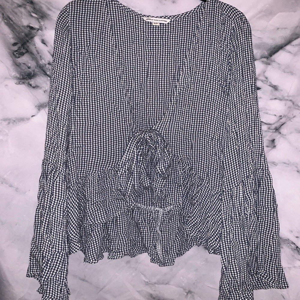 AE Long Sleeve Checkered Top